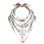 Decorative bandana with intricate patterns on a white background