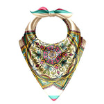 Colorful bandana with intricate patterns on a white background