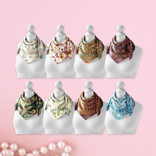 Set of 8 - Cloth-Vastr Satin Bandana – Unisex 65x65 cm
