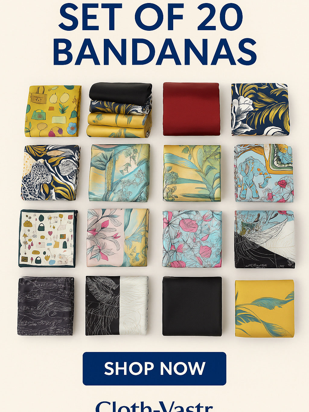 Get the SET OF 20 Premium Silk Bandanas  ✨ NOW ONLY $49.99