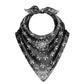 Black bandana with white patterns on a white background