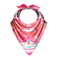 Decorative bandana with pink and white pattern on a white background