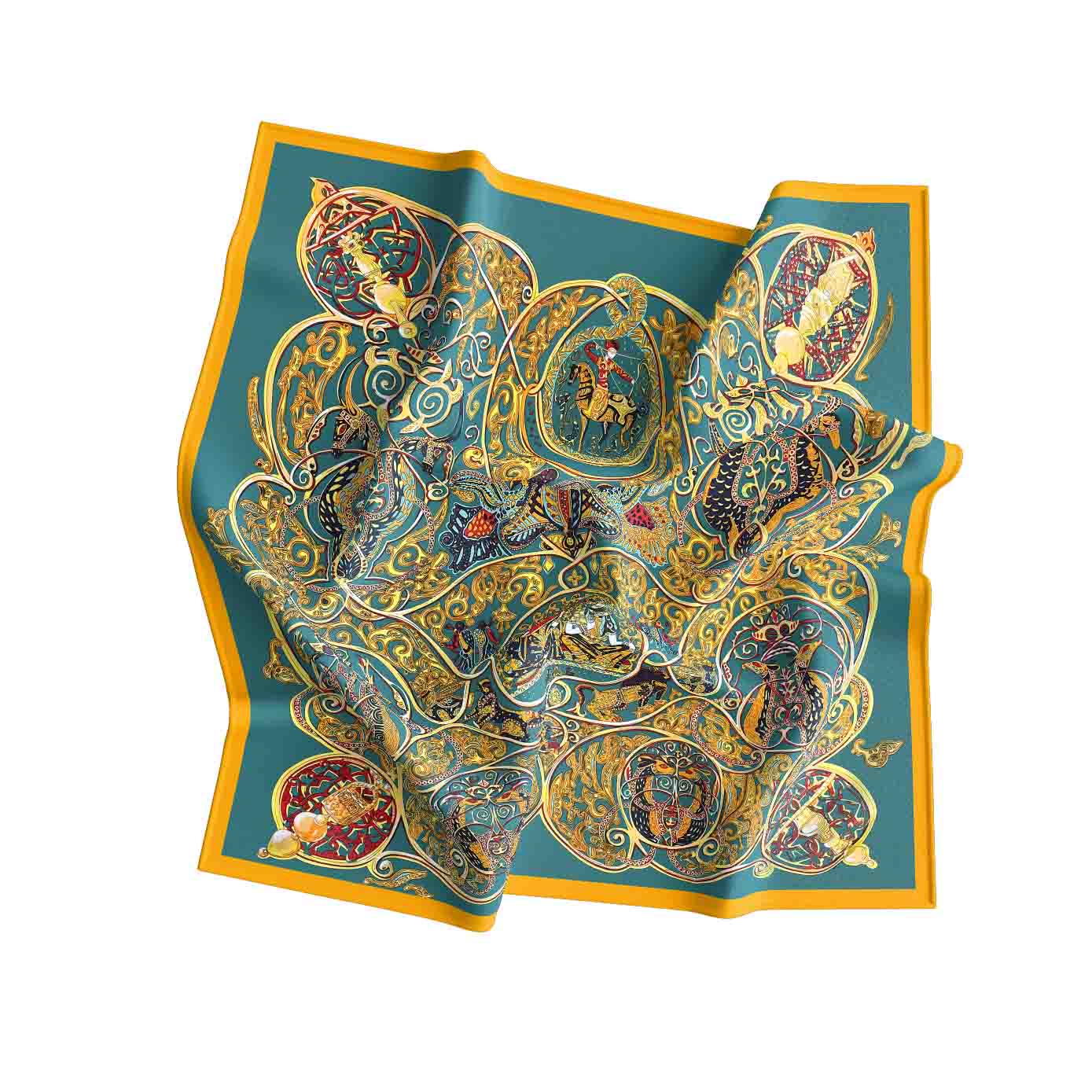 Colorful patterned scarf on a white background