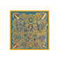 Decorative rug with intricate patterns and colors on a white background