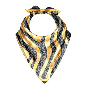 Necklace with a black and gold pattern on a white background