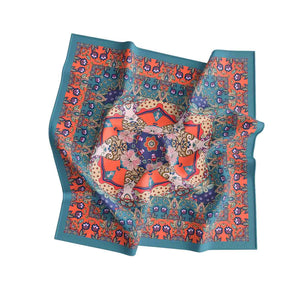 Colorful patterned fabric on a white background