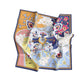Colorful scarf with decorative patterns on a white background