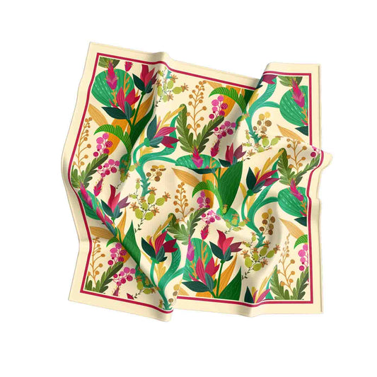 Amber Smoke bandana with elegant floral patterns