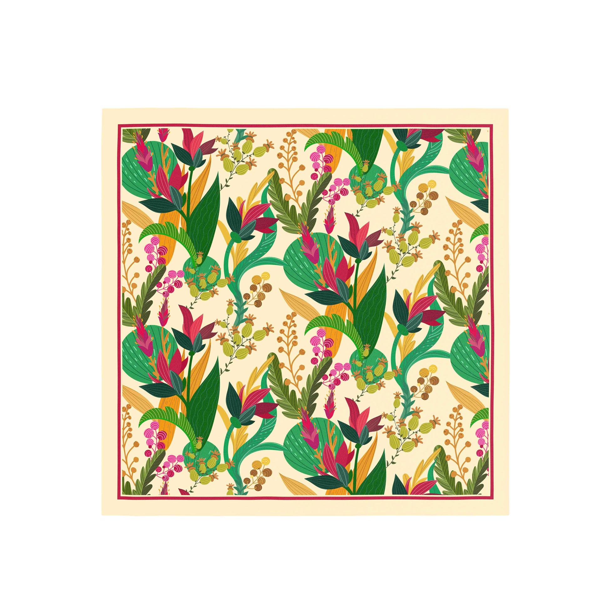 Colorful floral pattern on a beige background