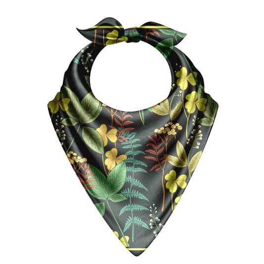 Midnight Leaf bandana with elegant floral patterns