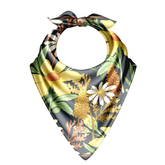 Olive Shadow bandana with elegant floral patterns