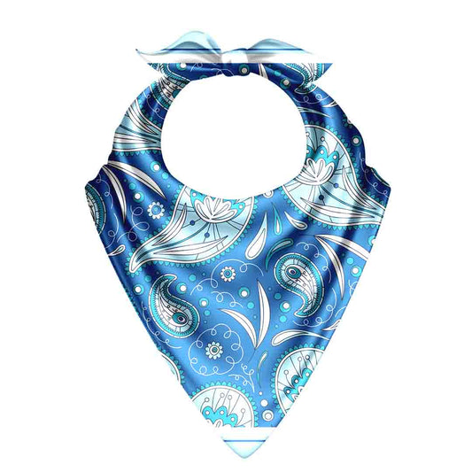 Crisp white bandana with elegant floral patterns