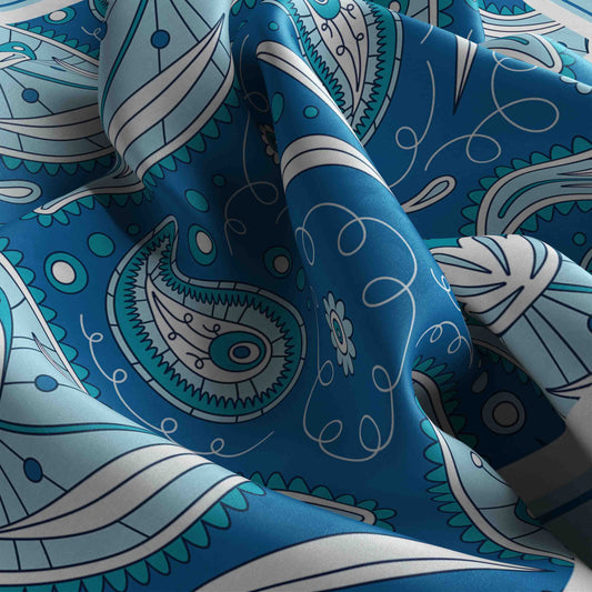Crisp white bandana with elegant floral patterns