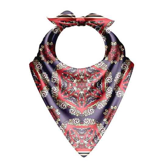 Red Floral Satin Scarf