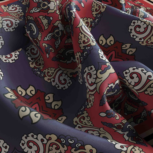 Red Floral Satin Scarf
