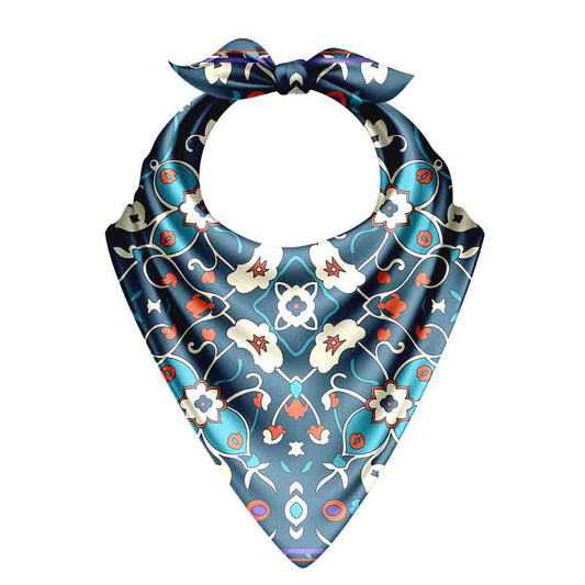 Floral Nature Bandana – Digital Satin Scarf with Botanical Print