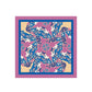 Decorative square with blue and pink floral pattern on a beige background