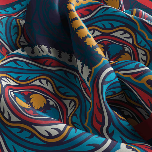 Close-up of colorful fabric with abstract pattern