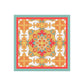 Colorful geometric patterned design on a white background