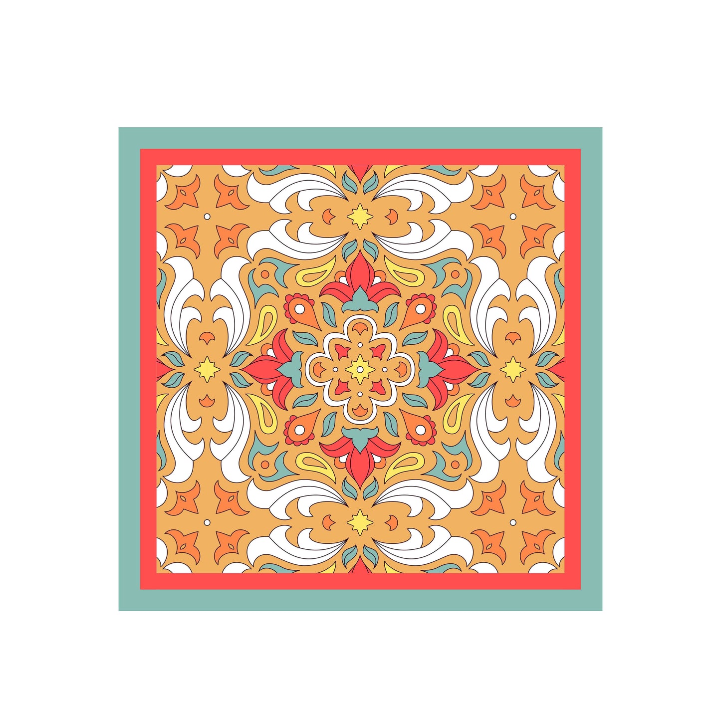 Colorful geometric patterned design on a white background