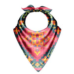 Colorful bandana with floral patterns on a white background