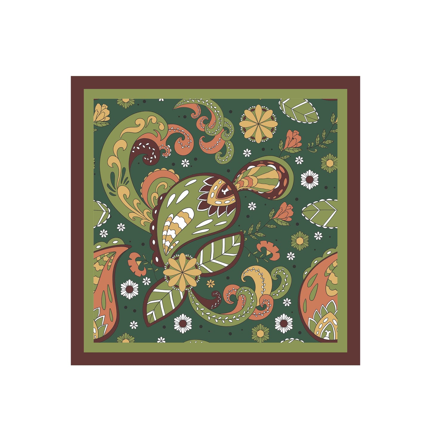 Green Floral Bandana – Unisex Satin Head & Neck Scarf