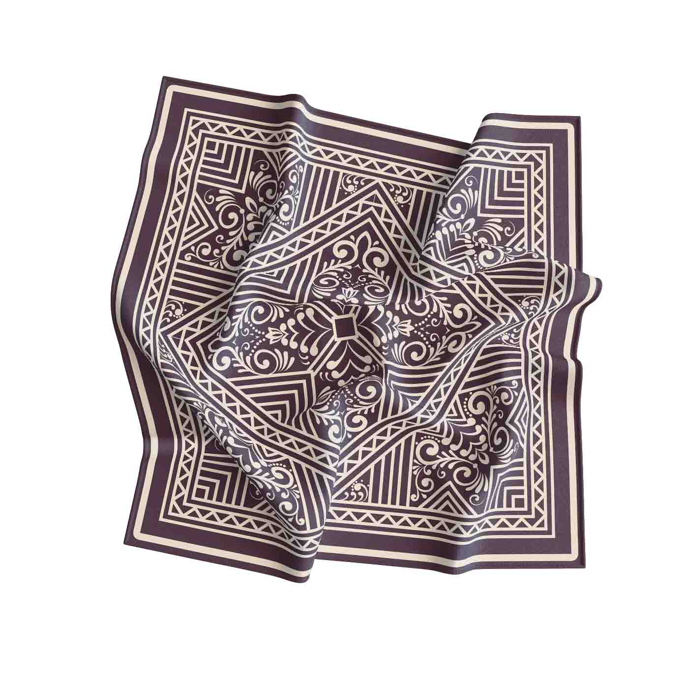 Black and white patterned scarf on a white background