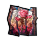 Decorative shorts with a stained glass design featuring pink roses on a white background