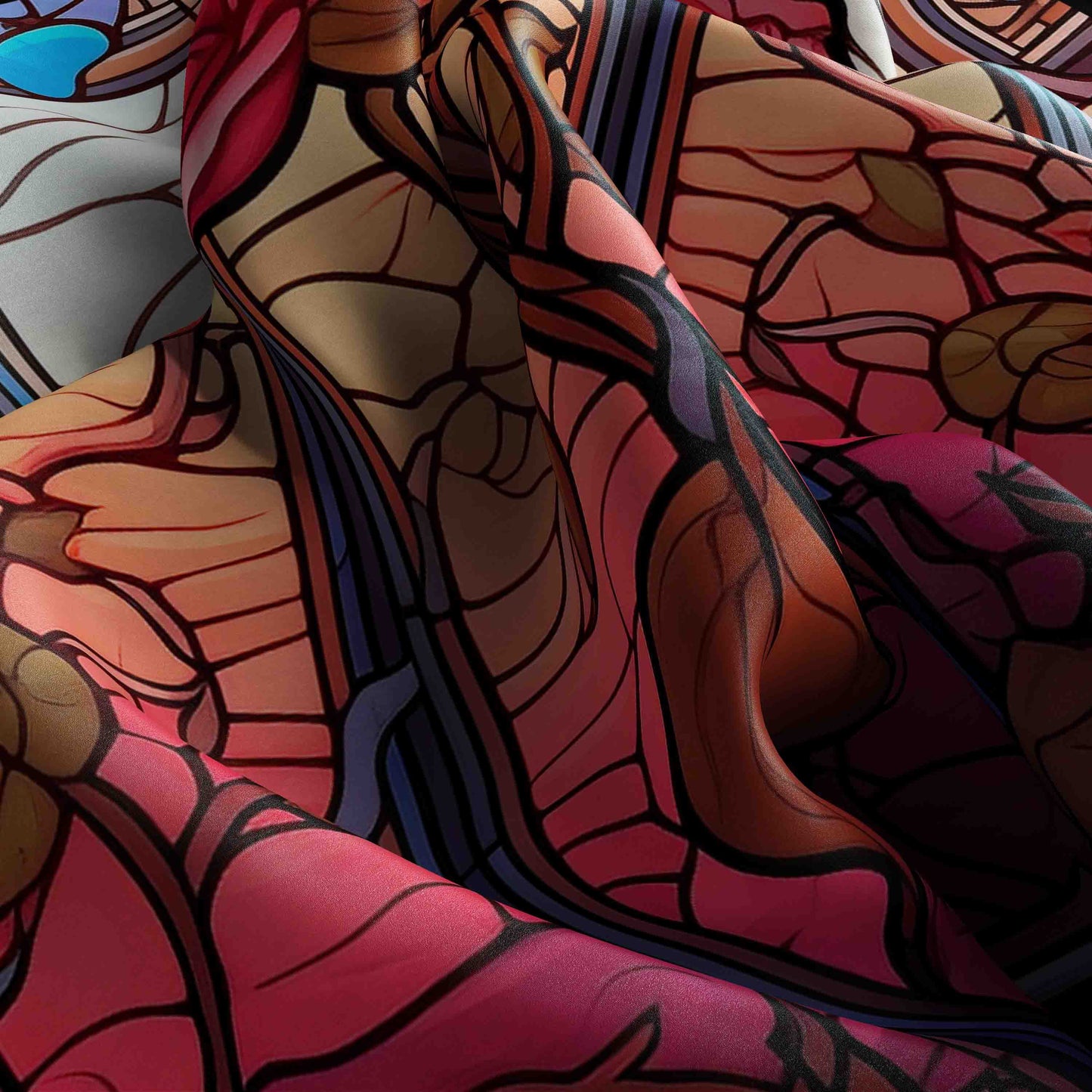 Close-up of colorful fabric with abstract patterns