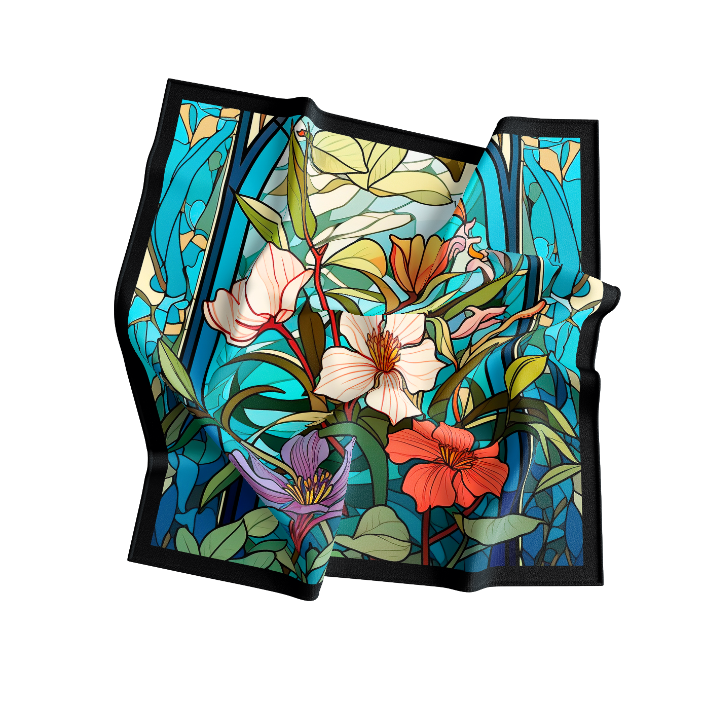 Colorful floral design on a black background