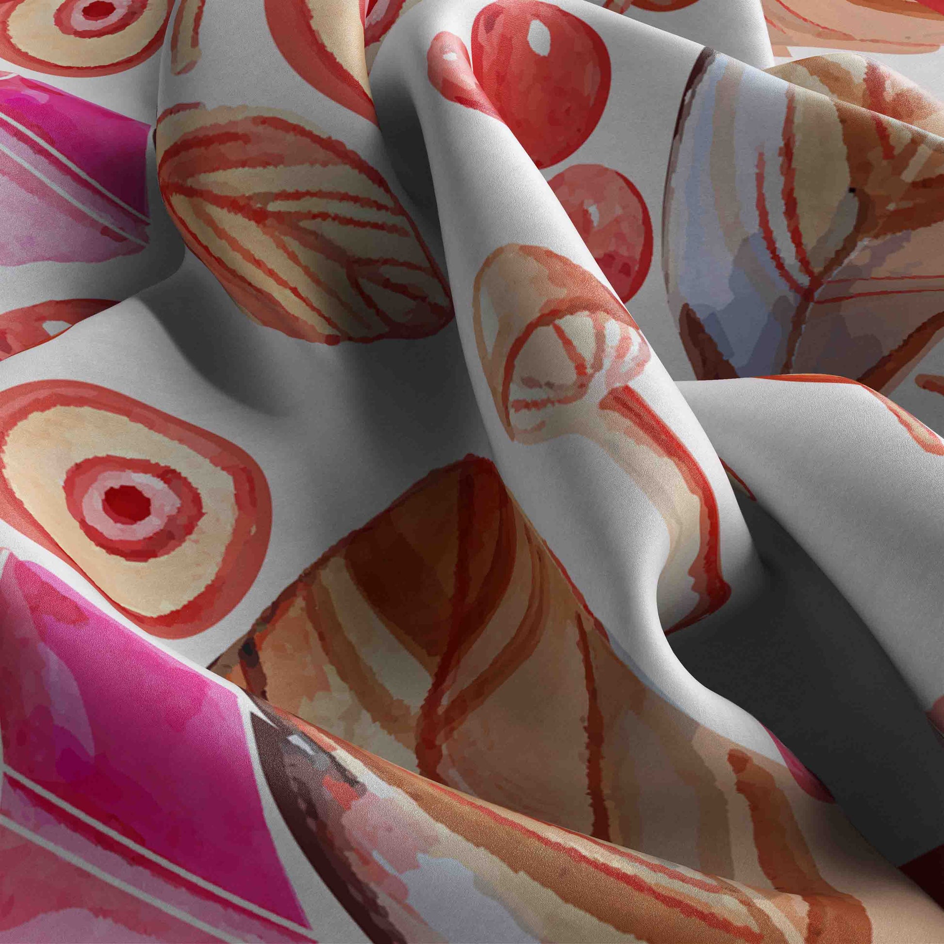Close-up of fabric with colorful abstract pattern