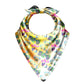 Colorful tropical leaf patterned bandana on a white background