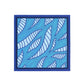 Decorative panel with blue and white leaf pattern on a white background