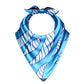 Blue and white patterned bandana on a white background