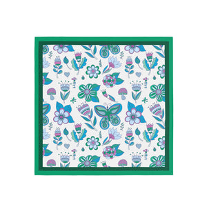Framed artwork with floral and butterfly pattern on a white background