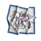 Foulard with floral design and initials on a white background