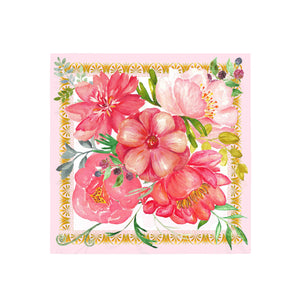 Floral design with pink flowers on a pink background