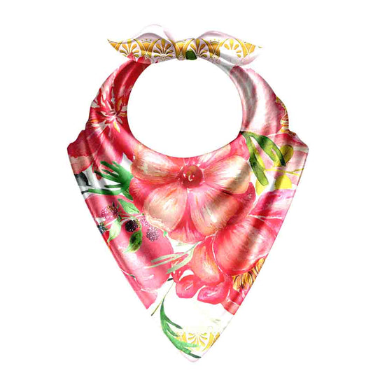 Pink White Floral Bandana