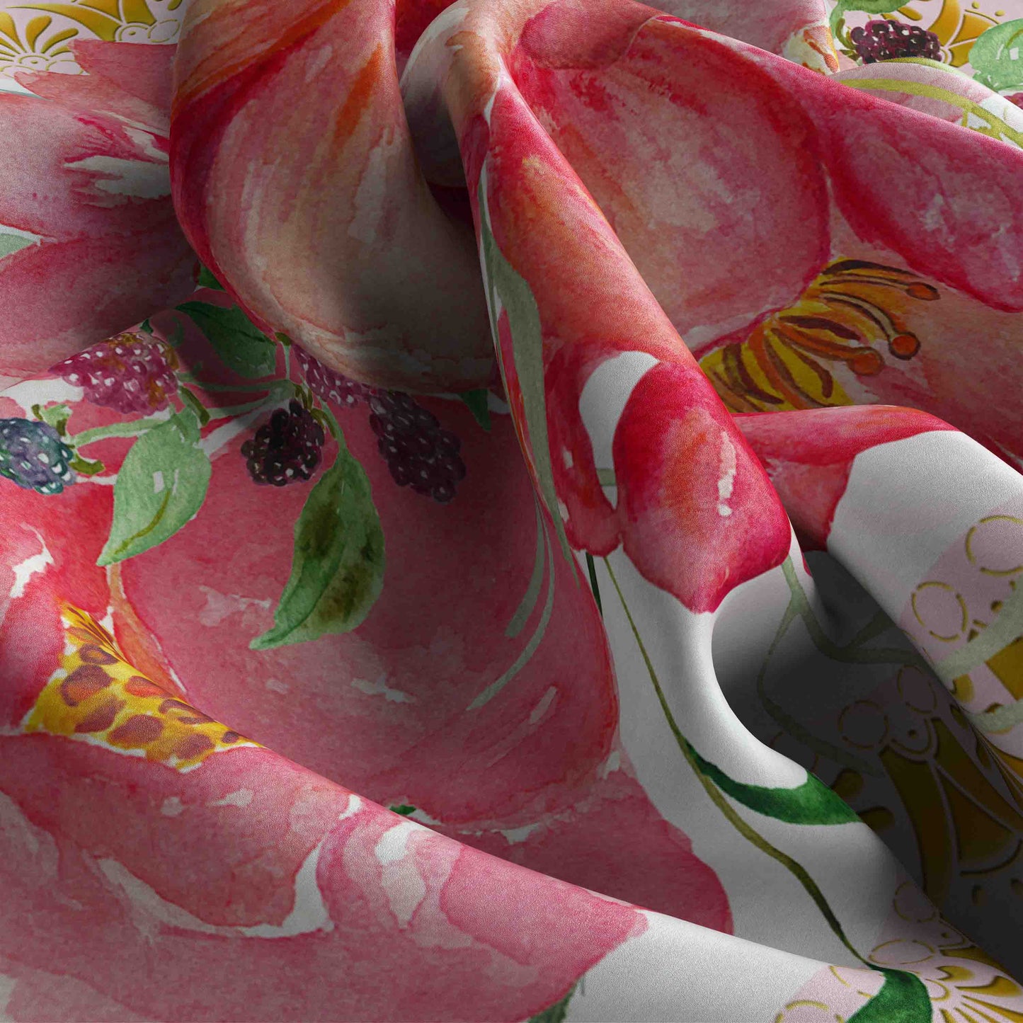 Pink White Floral Bandana