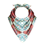 Decorative bandana with intricate floral pattern on a white background