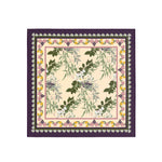 Scarf with floral and leaf pattern on a white background