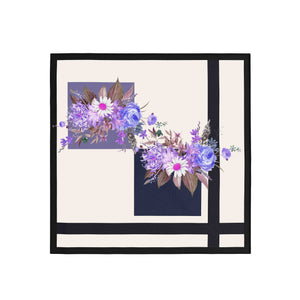 Framed artwork with a floral design on a white background