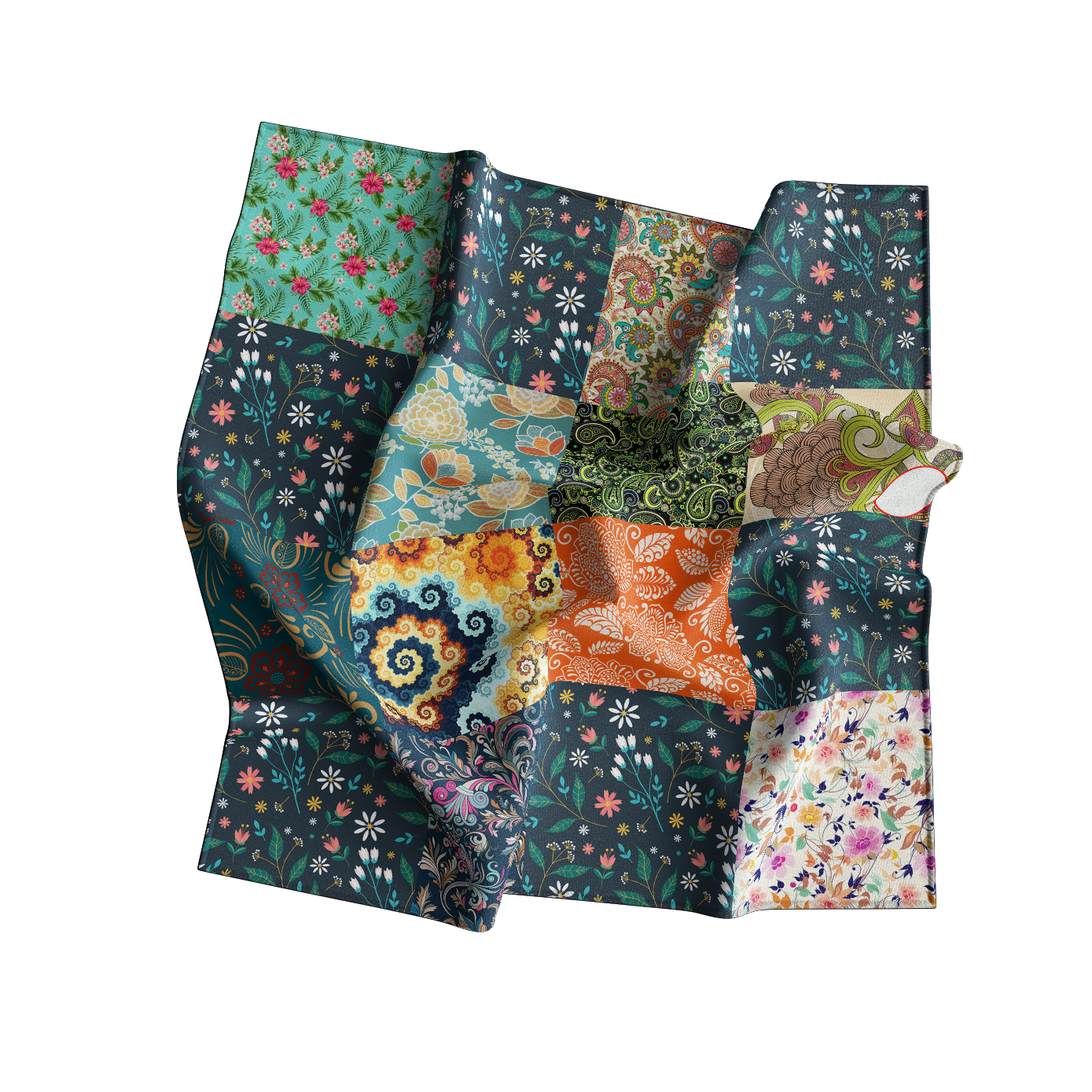 Floral Trails in a Saffron-Inspired Bandana Accessory