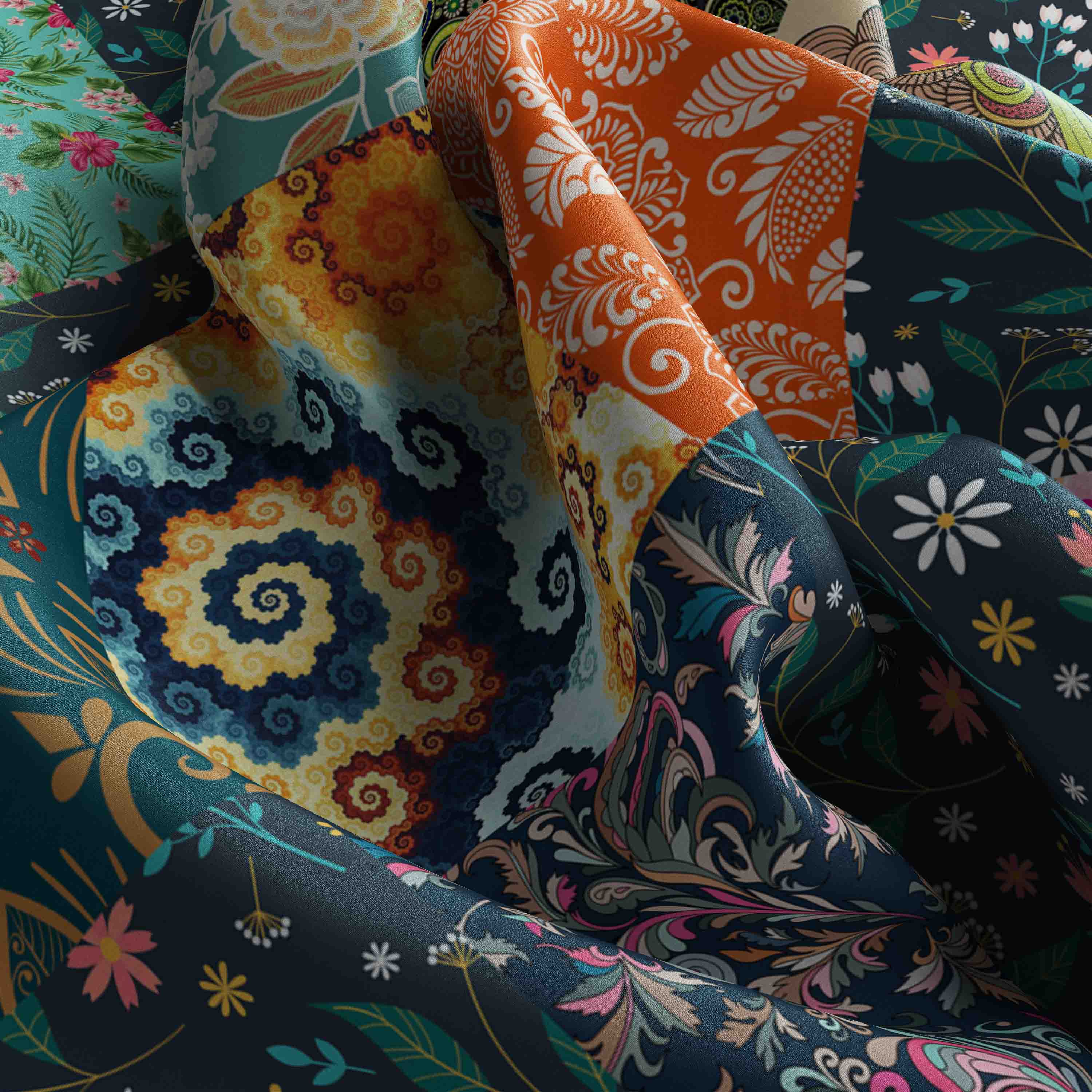 Floral Trails in a Saffron-Inspired Bandana Accessory