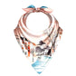 Silk scarf with scenic print on a white background