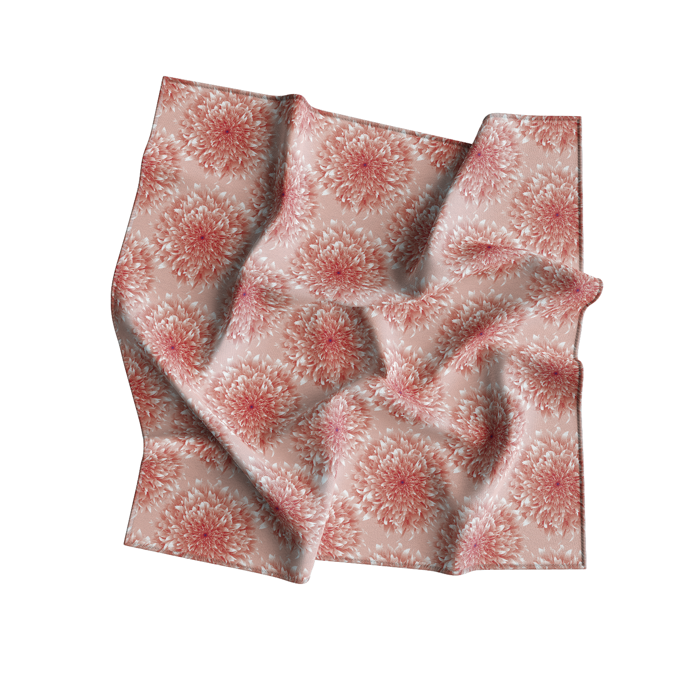 Red floral patterned fabric on a white background