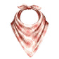 Pink and white patterned baby bib on a white background