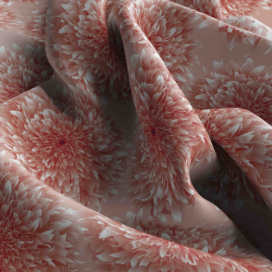 Close-up of pink floral fabric with a soft texture