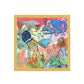Colorful illustration of marine life with a gold border