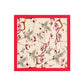 Decorative square with crane and cherry blossom pattern on a beige background